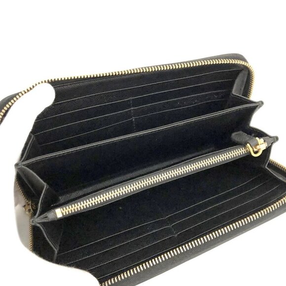 PRADA Logo Plate Mermaid Pattern Saffiano Leather Zippy Long Wallet/6BF0200 - Picture 5 of 8